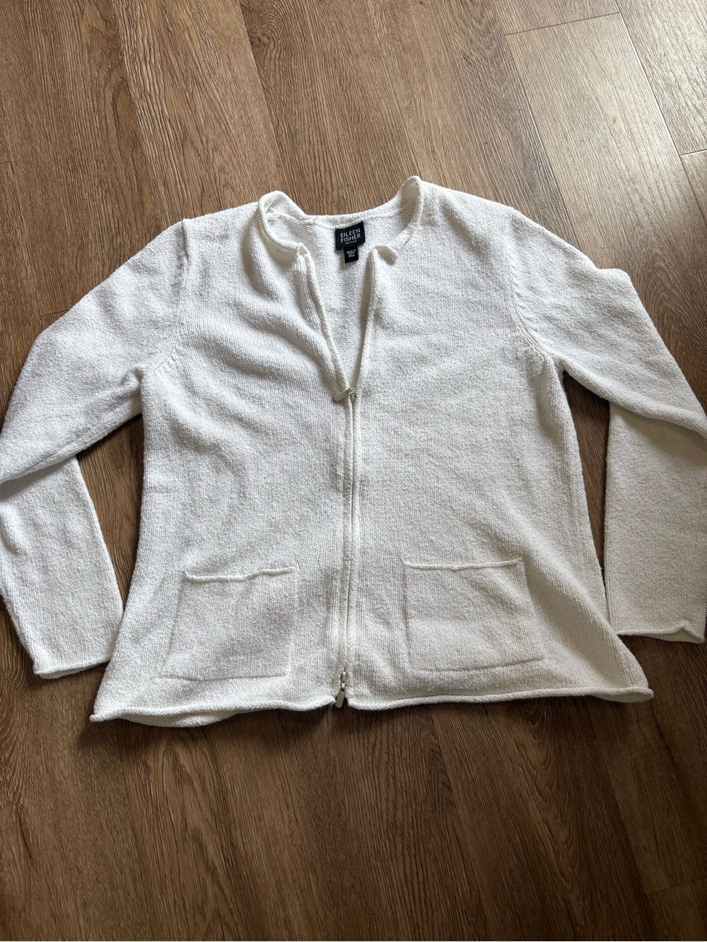 Eileen Fisher Cream Terry Zip Jacket
